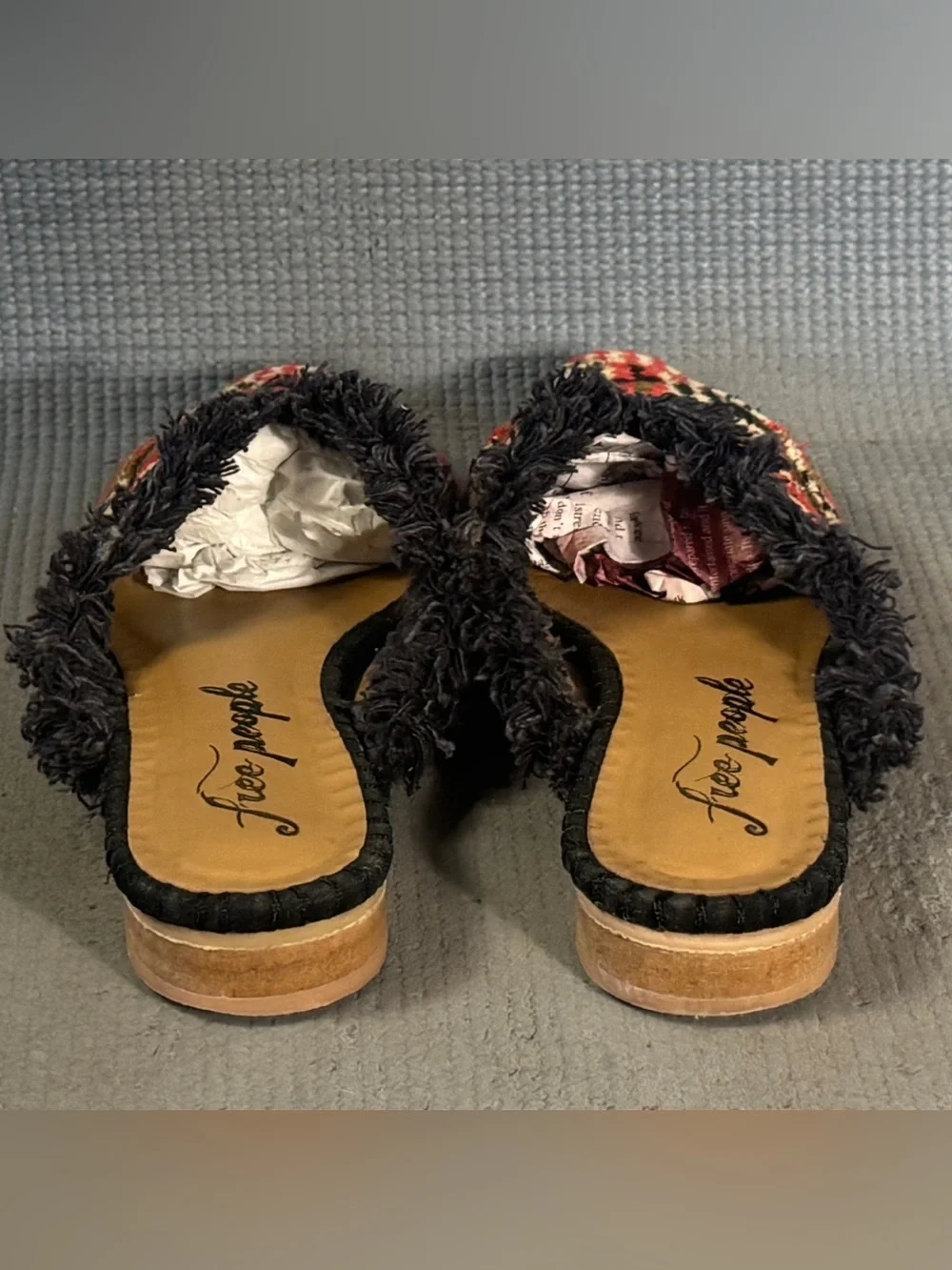 Free People Patterned New Port Fringe Flat Mules Women’s Size 6.5 US EU 37